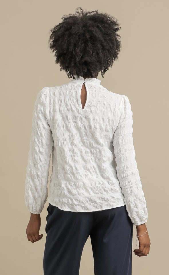 Textured CDC High Neck Top Cream