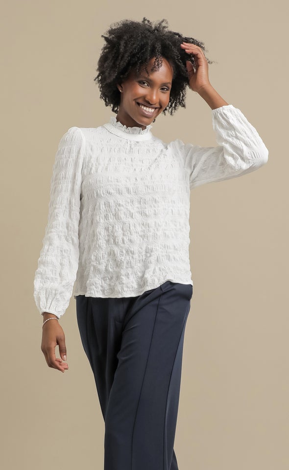 Textured CDC High Neck Top Cream