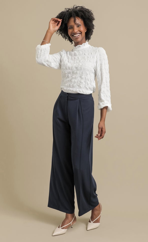 Textured CDC High Neck Top Cream