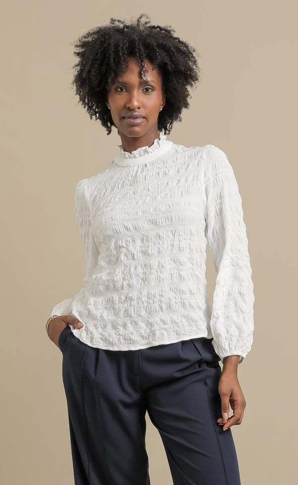 Textured CDC High Neck Top Cream
