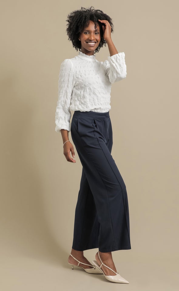 Textured CDC High Neck Top Cream