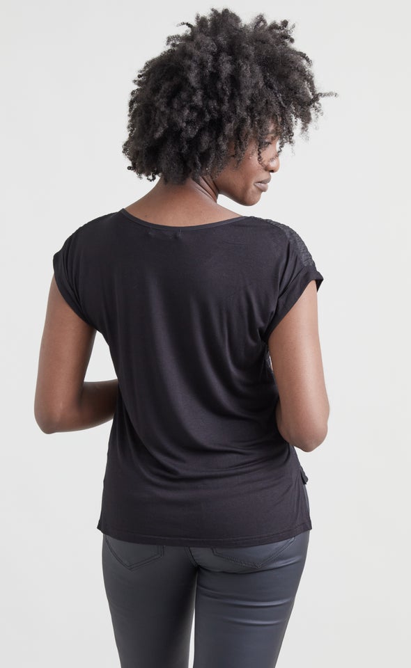 Textured CDC Jersey Back Tee Black