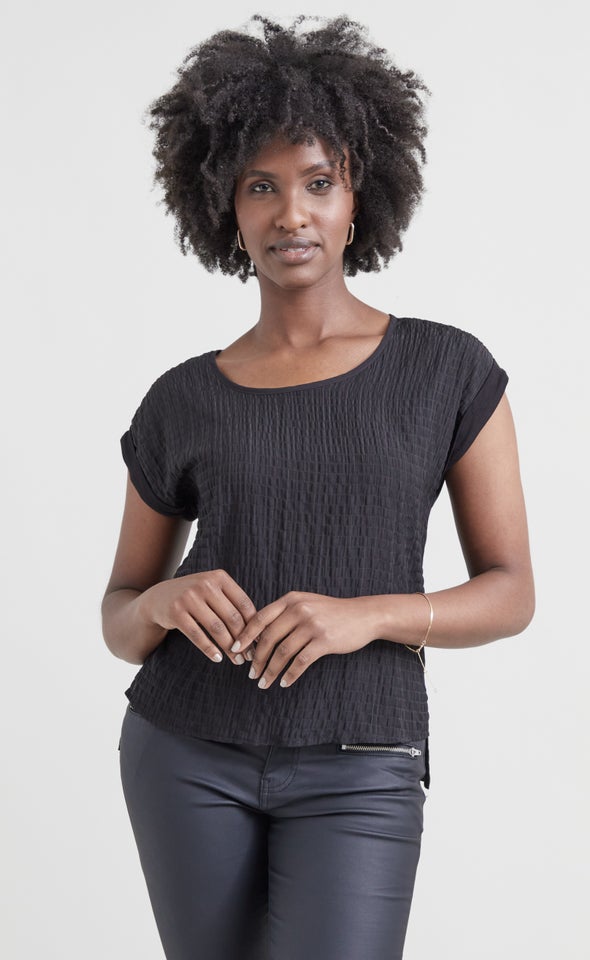 Textured CDC Jersey Back Tee Black