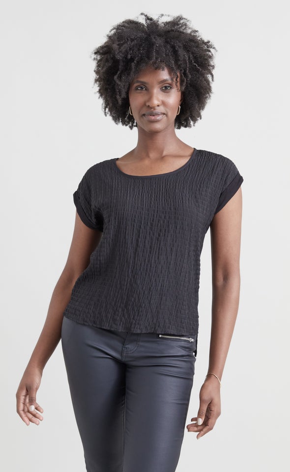 Textured CDC Jersey Back Tee Black