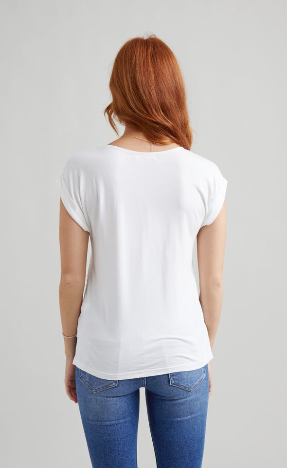 Textured CDC Jersey Back Tee White