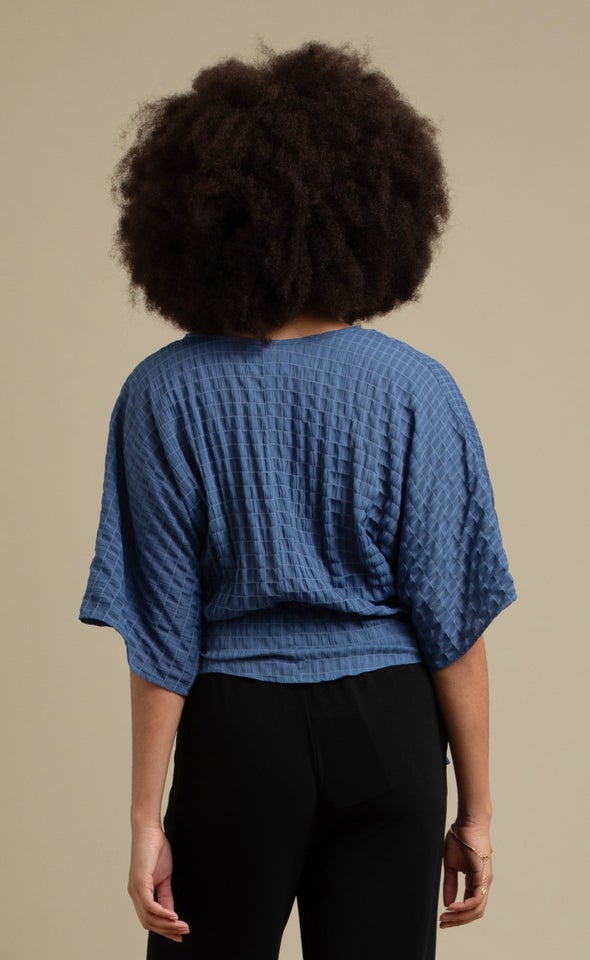 Textured CDC Knot Hem Top Teal