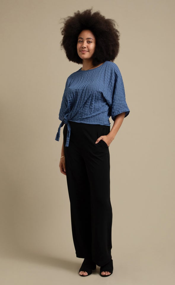 Textured CDC Knot Hem Top Teal