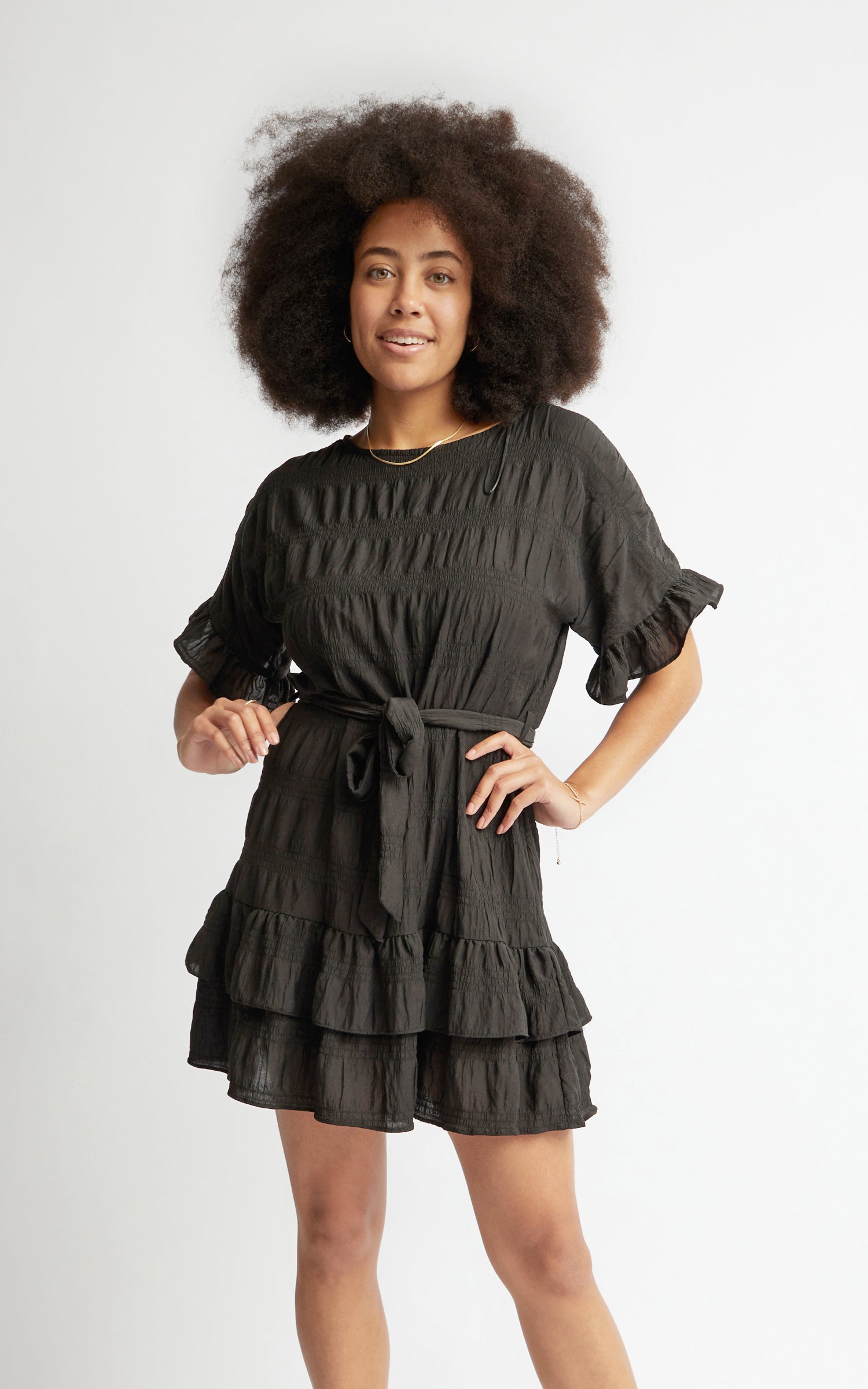 T shirt ruffle dress hotsell