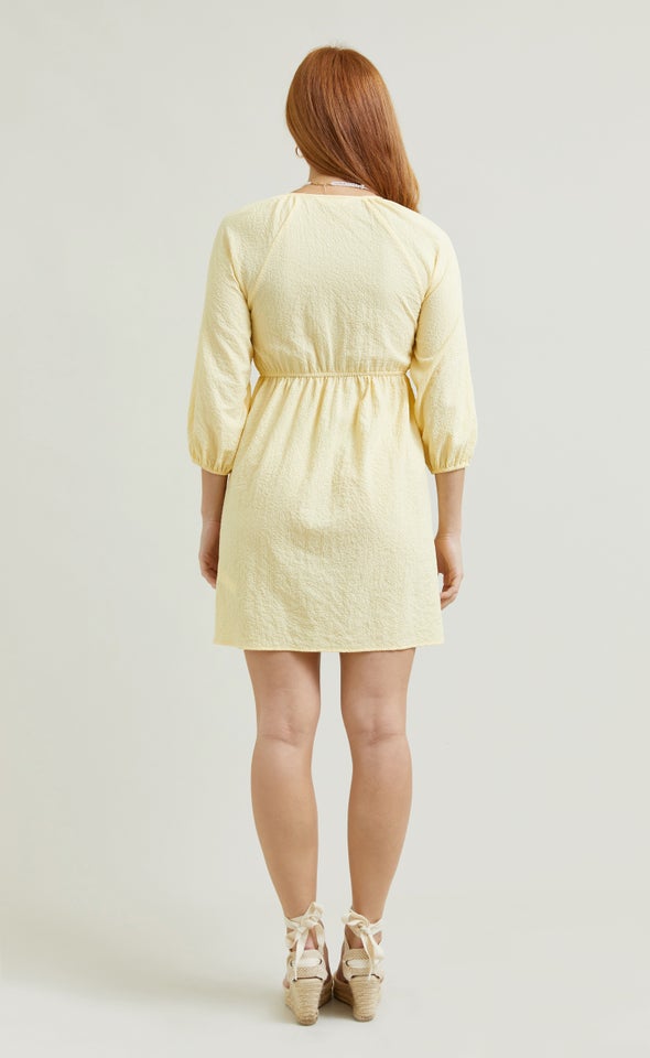 Textured CDC Summer Shirt Dress Yellow