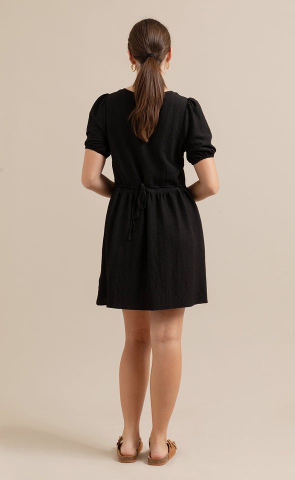 Textured CDC T-Shirt Dress Black