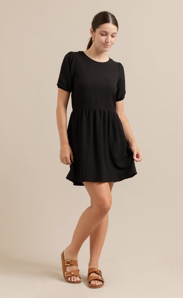 Textured CDC T-Shirt Dress Black