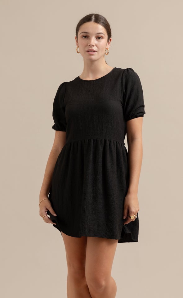 Textured CDC T-Shirt Dress Black