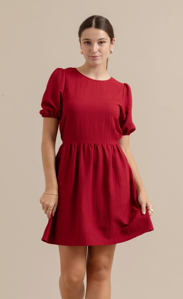 Textured CDC T-Shirt Dress Red Wine
