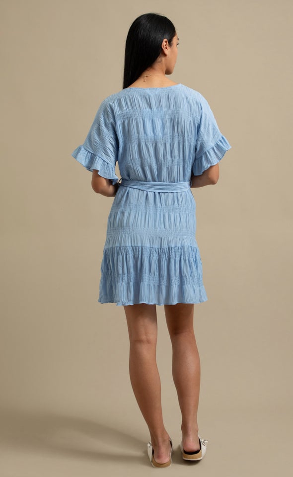 Textured CDC T-Shirt Dress Soft Blue