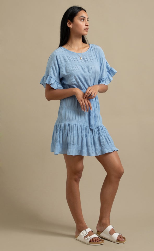 Textured CDC T-Shirt Dress Soft Blue