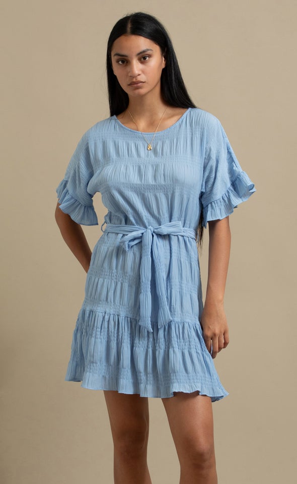 Textured CDC T-Shirt Dress Soft Blue