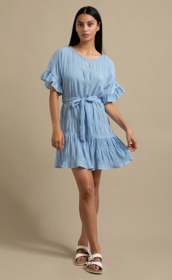 Textured CDC T-Shirt Dress Soft Blue