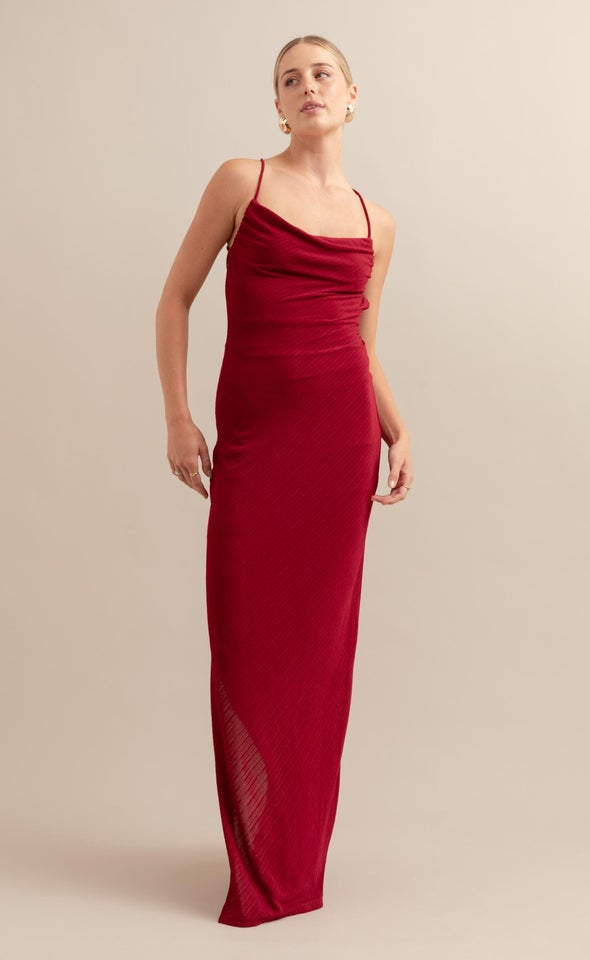 Textured Jersey Maxi Red Wine