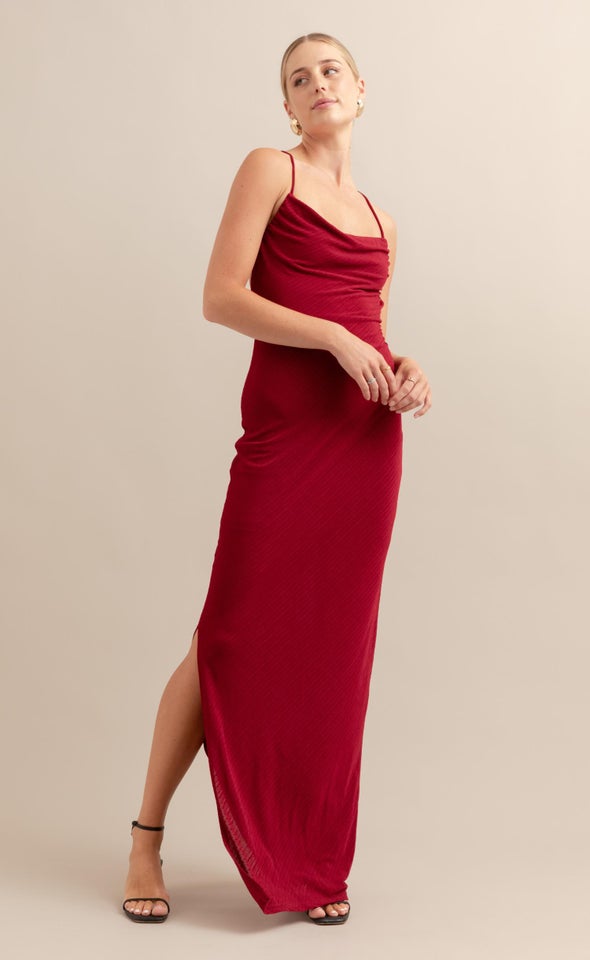 Textured Jersey Maxi Red Wine