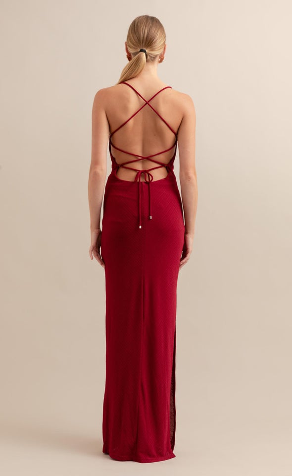 Textured Jersey Maxi Red Wine