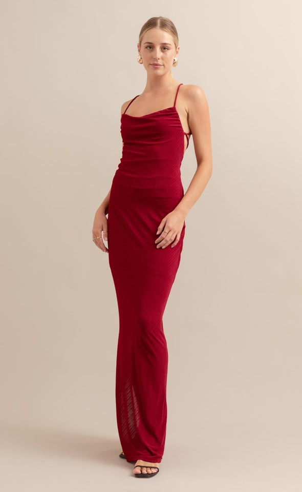 Textured Jersey Maxi Red Wine