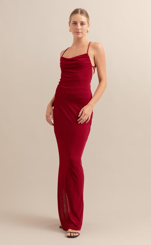 Textured Jersey Maxi Red Wine
