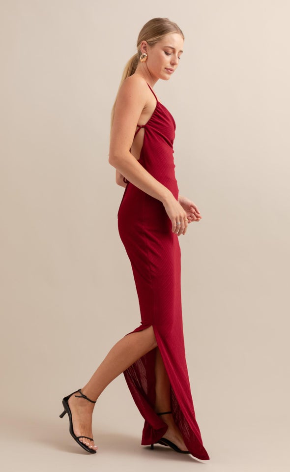 Textured Jersey Maxi Red Wine