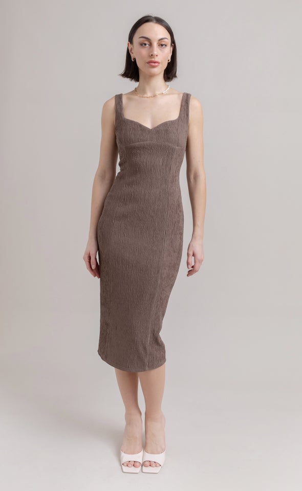 Textured Knit Midi Dress Mocha