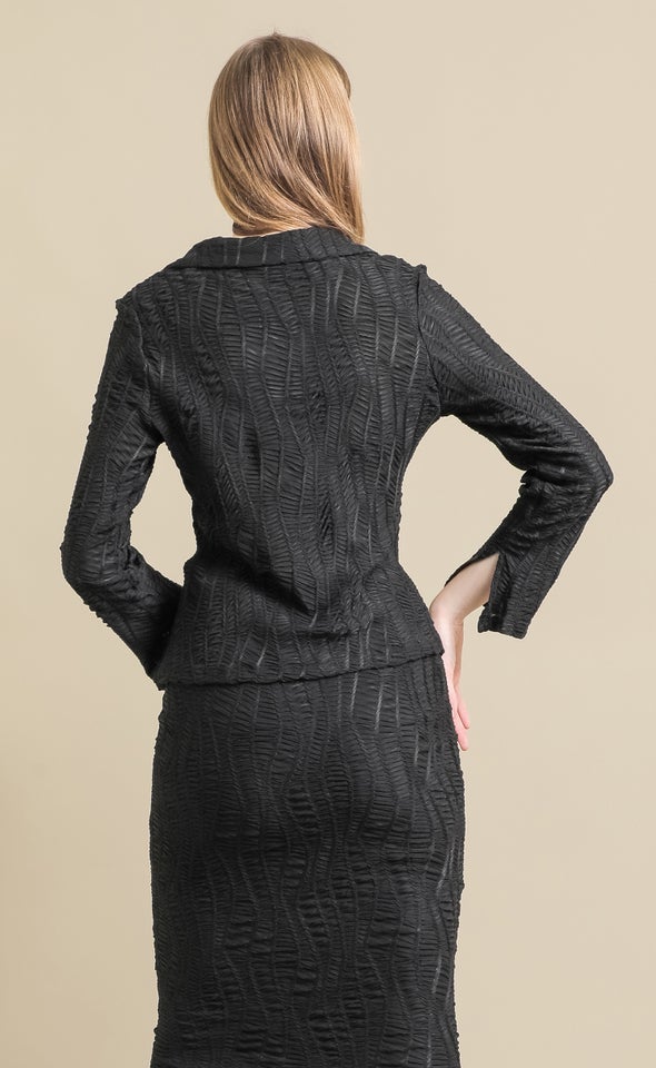 Textured Knit Split Detail Shirt Black