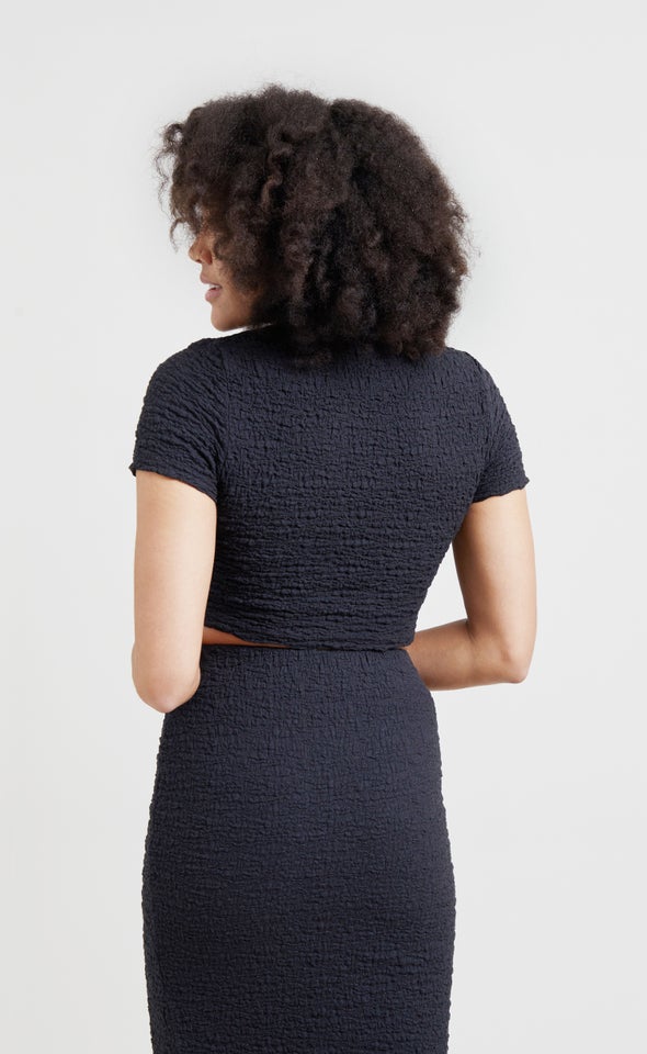Textured Knit T-Shirt Black