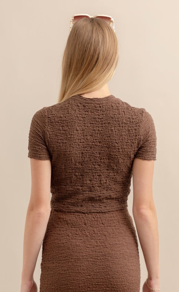 Textured Knit T-Shirt Chocolate