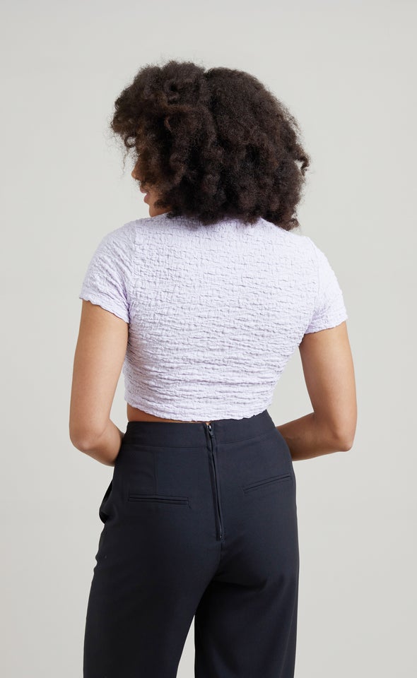Textured Knit T-Shirt Lilac