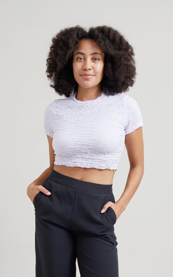 Textured Knit T-Shirt Lilac