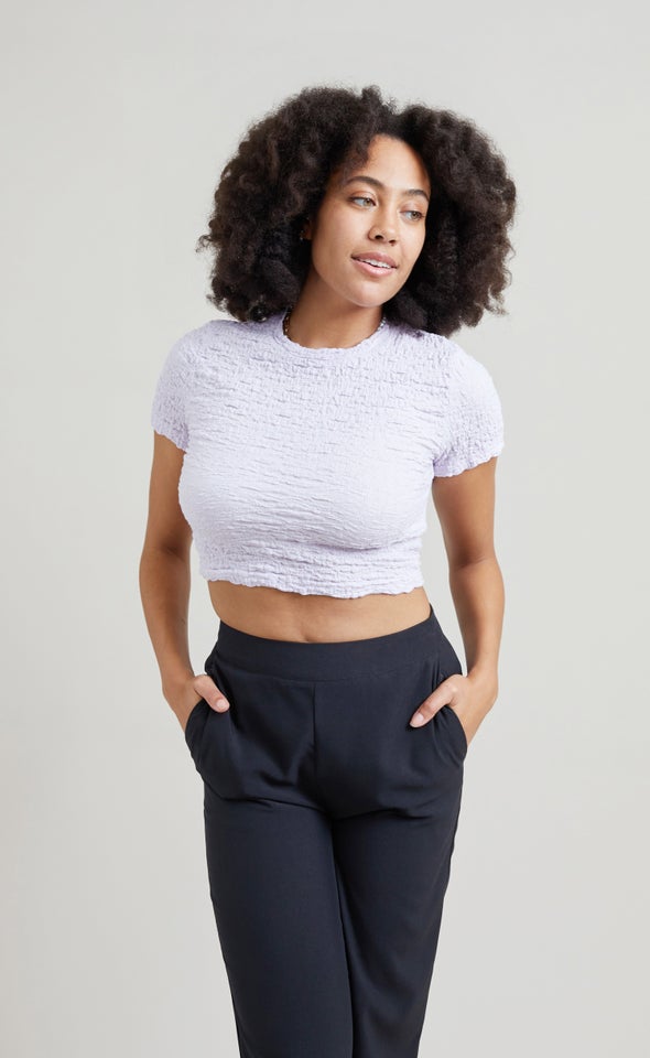 Textured Knit T-Shirt Lilac