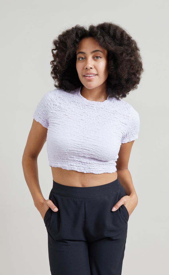 Textured Knit T-Shirt Lilac