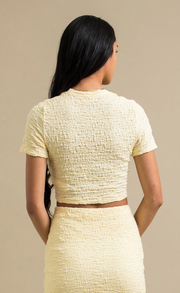 Textured Knit T-Shirt Yellow