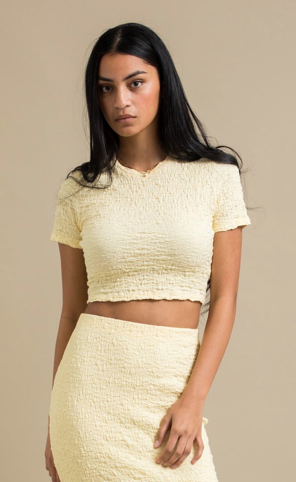 Textured Knit T-Shirt Yellow