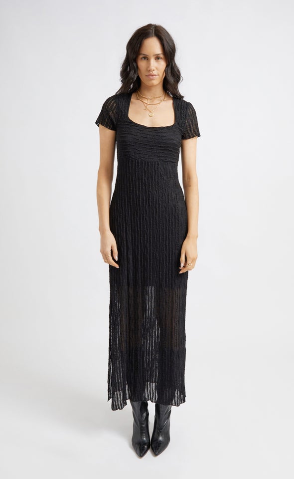 Textured Lace Maxi Black