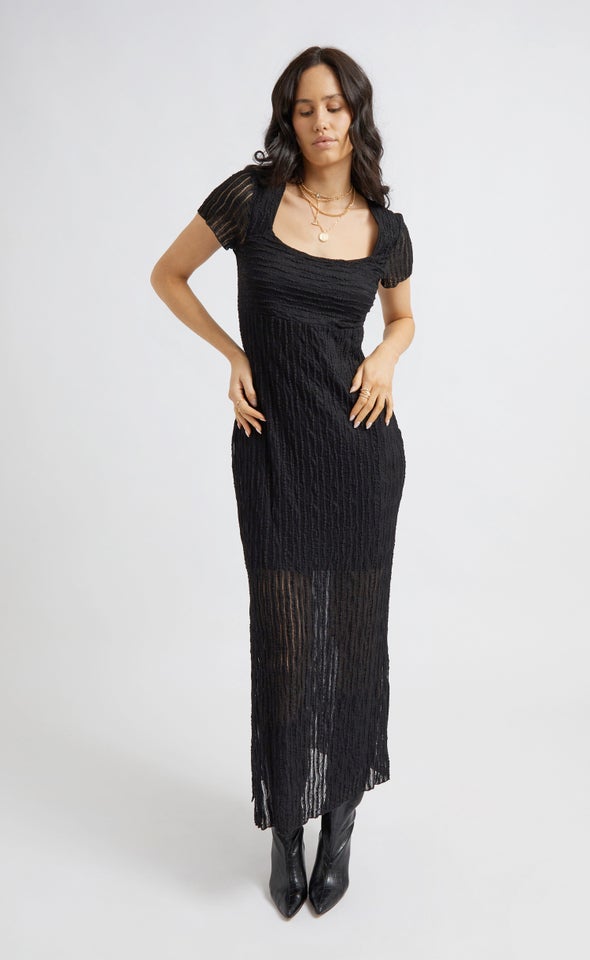 Textured Lace Maxi Black