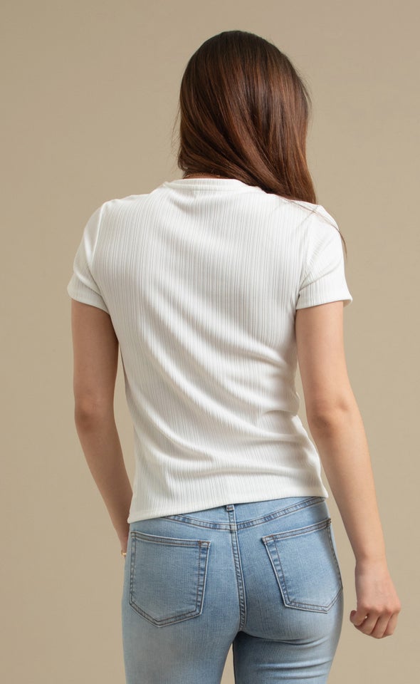 Textured Rib Tee White