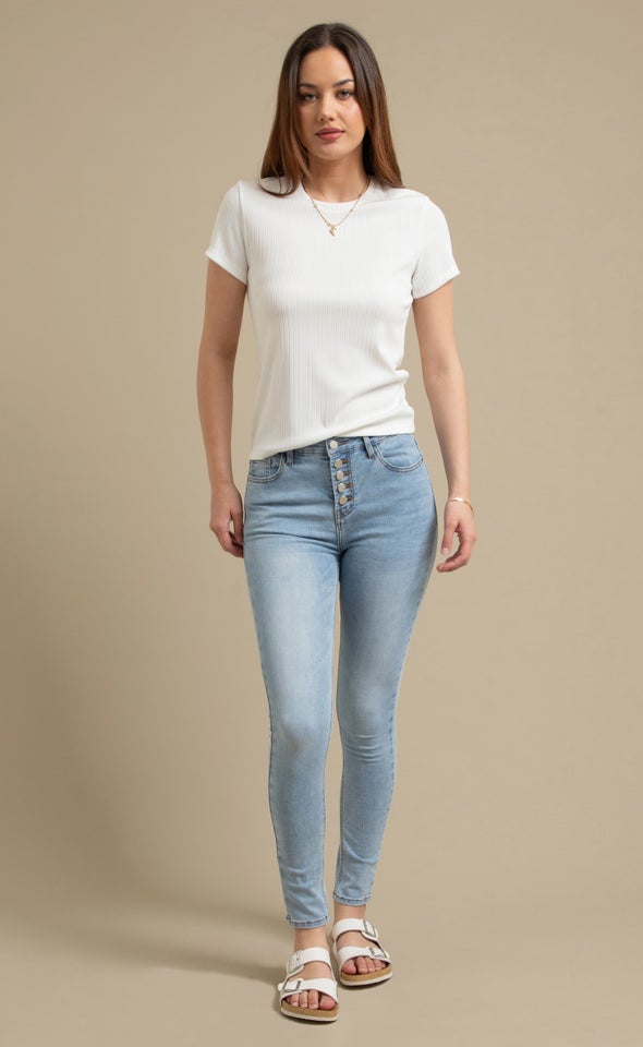 Textured Rib Tee White