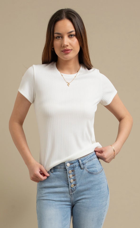 Textured Rib Tee White