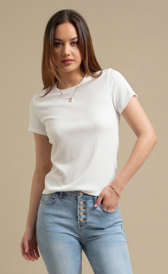 Textured Rib Tee White