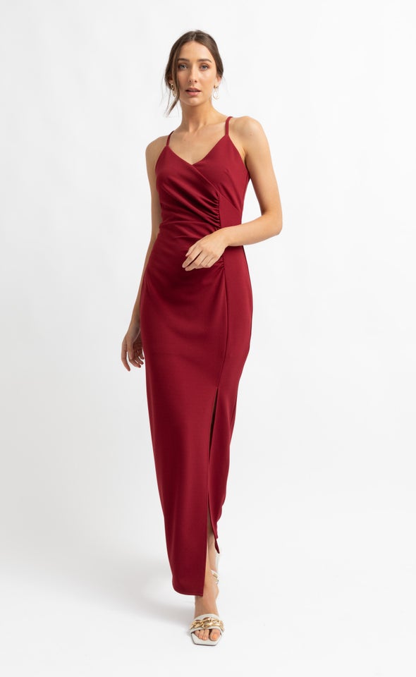 Textured Scuba Ruched Waist Gown Pagani