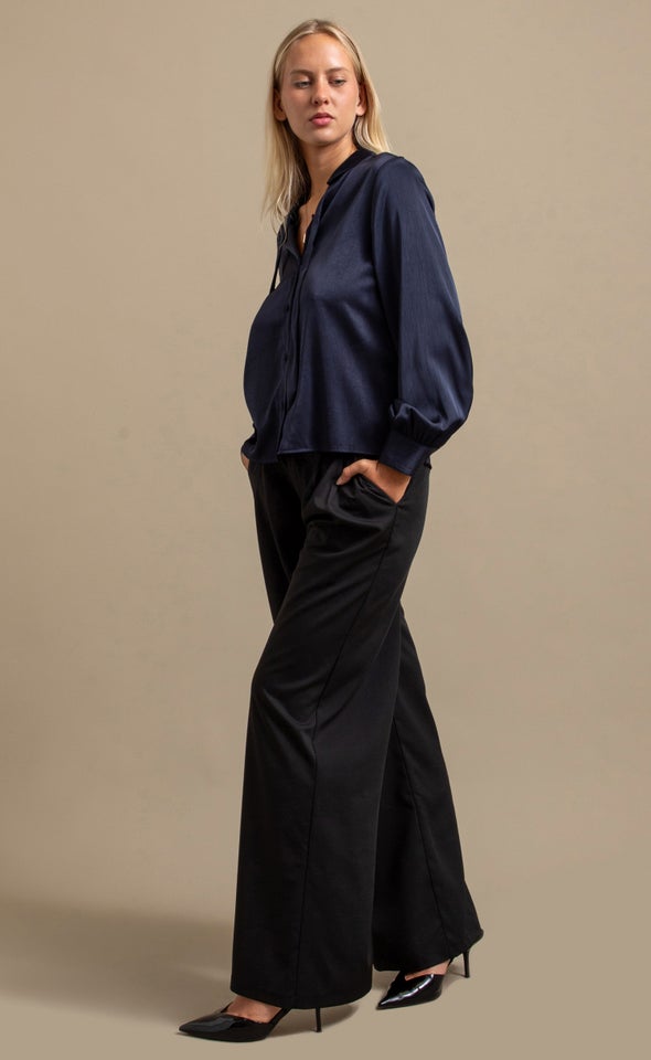 Tie Detail Button Up LS Shirt Ink