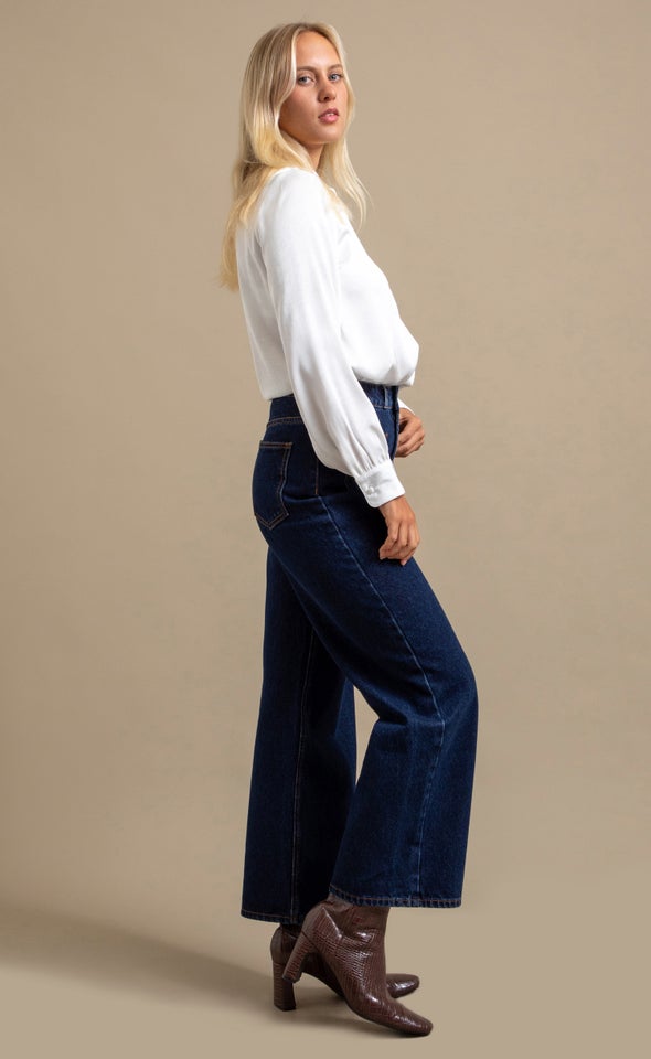 Tie Detail Button Up LS Shirt White
