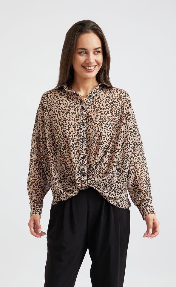 Tie Front Printed Shirt
