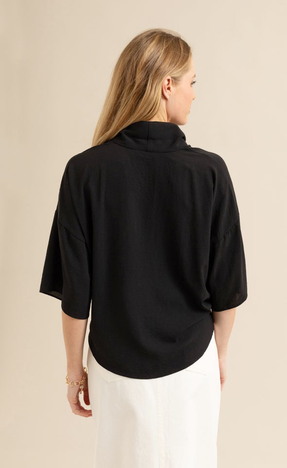 Tie Front Shirt Black