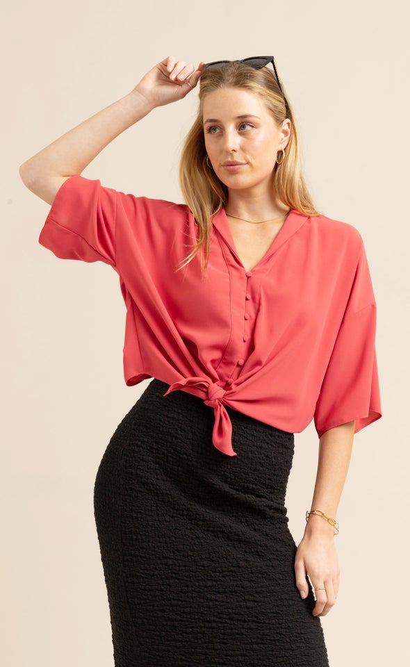 Tie Front Shirt Watermelon
