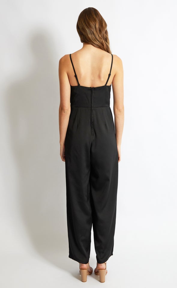 Tie Front Strapless Jumpsuit Black